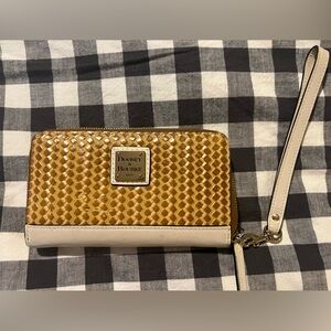 Dooney & Bourke Gold and Cream Woven Design Wallet/Wristlet